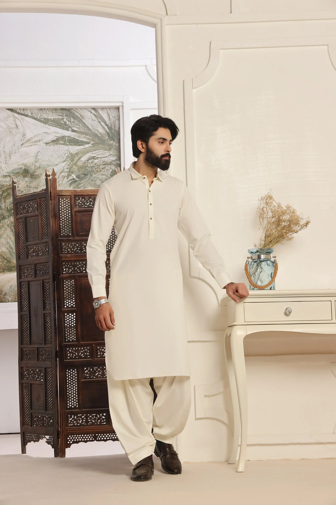 Premium Off White Shalwar Kameez for Men  |  Ainsunnah