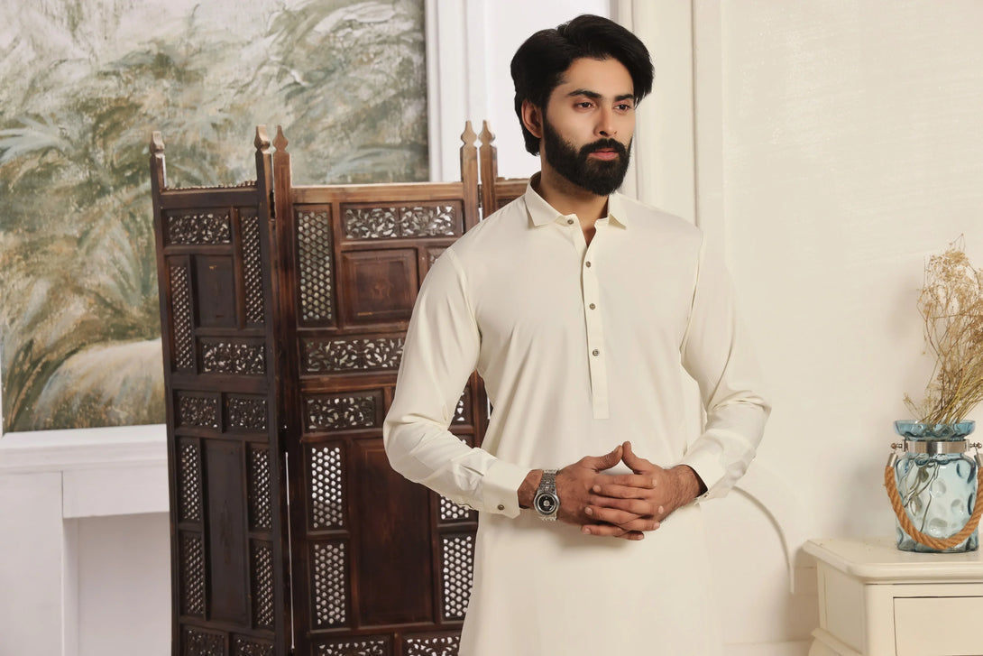 Premium Off White Shalwar Kameez for Men  |  Ainsunnah