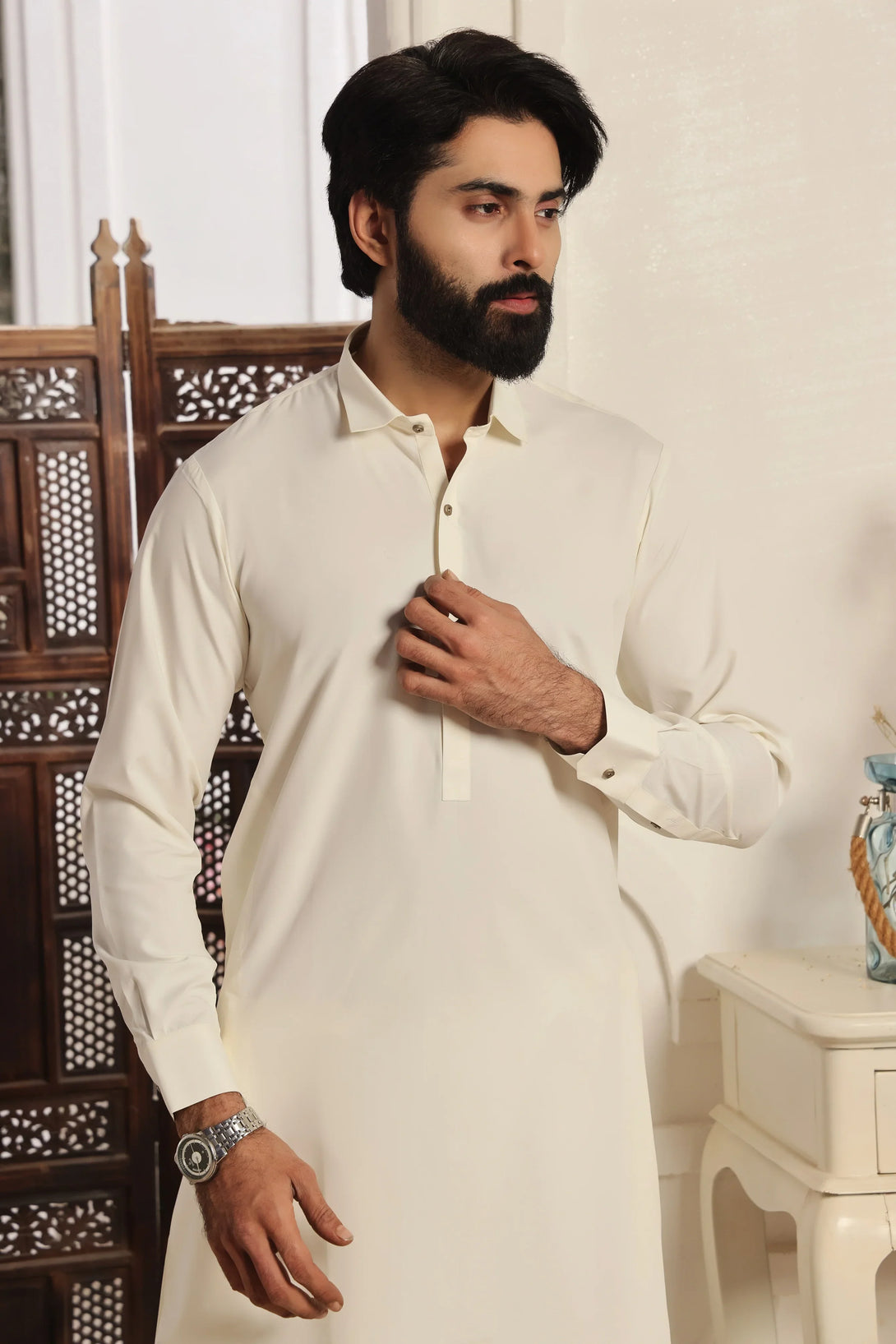 Premium Off White Shalwar Kameez for Men  |  Ainsunnah