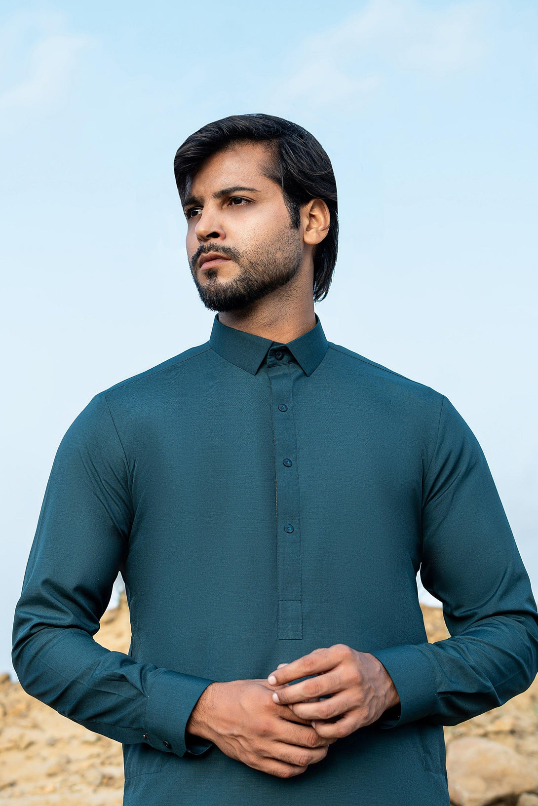 Premium Dark Emerald Green Shalwar Kameez for Men  |  Ainsunnah