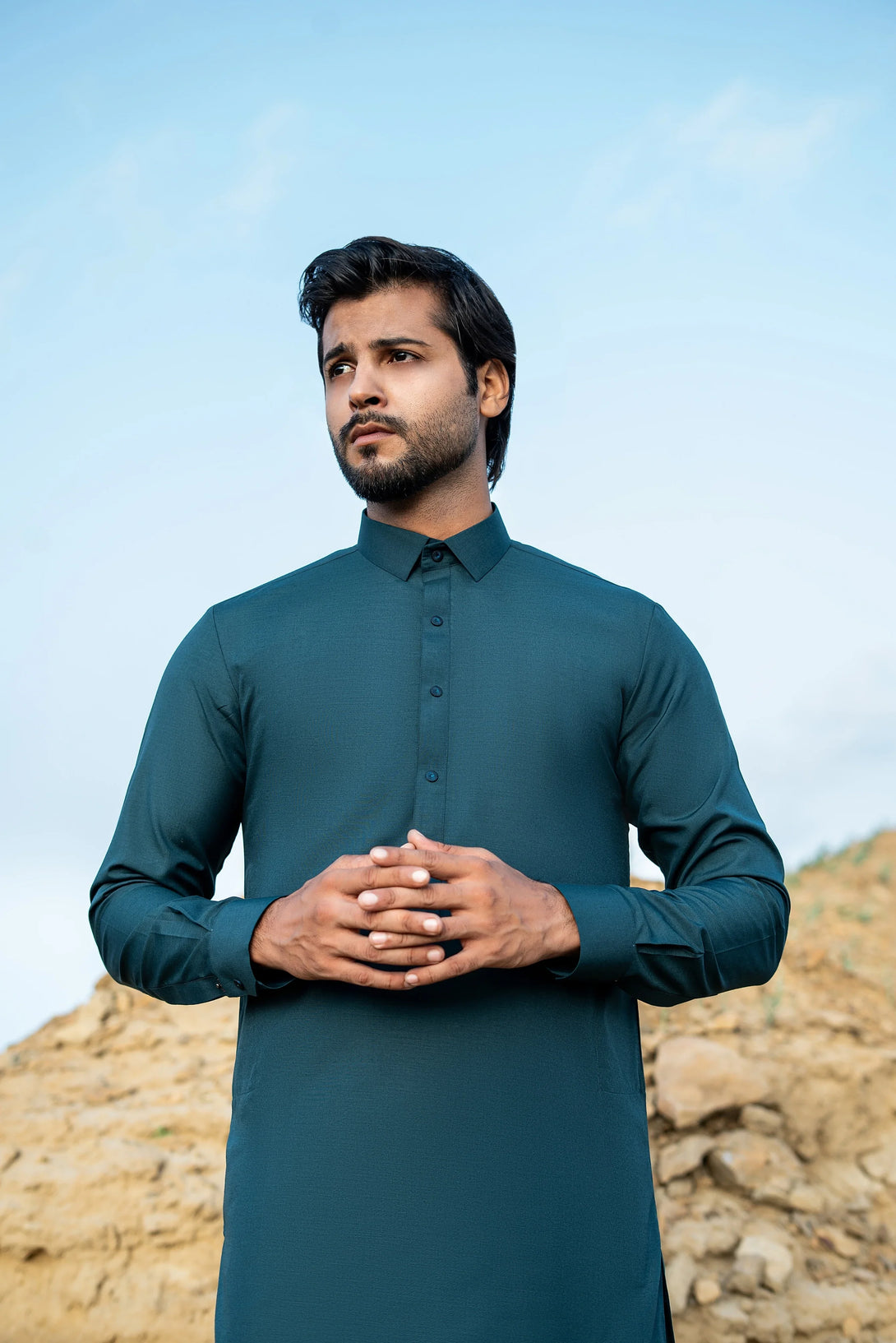 Premium Dark Emerald Green Shalwar Kameez for Men  |  Ainsunnah