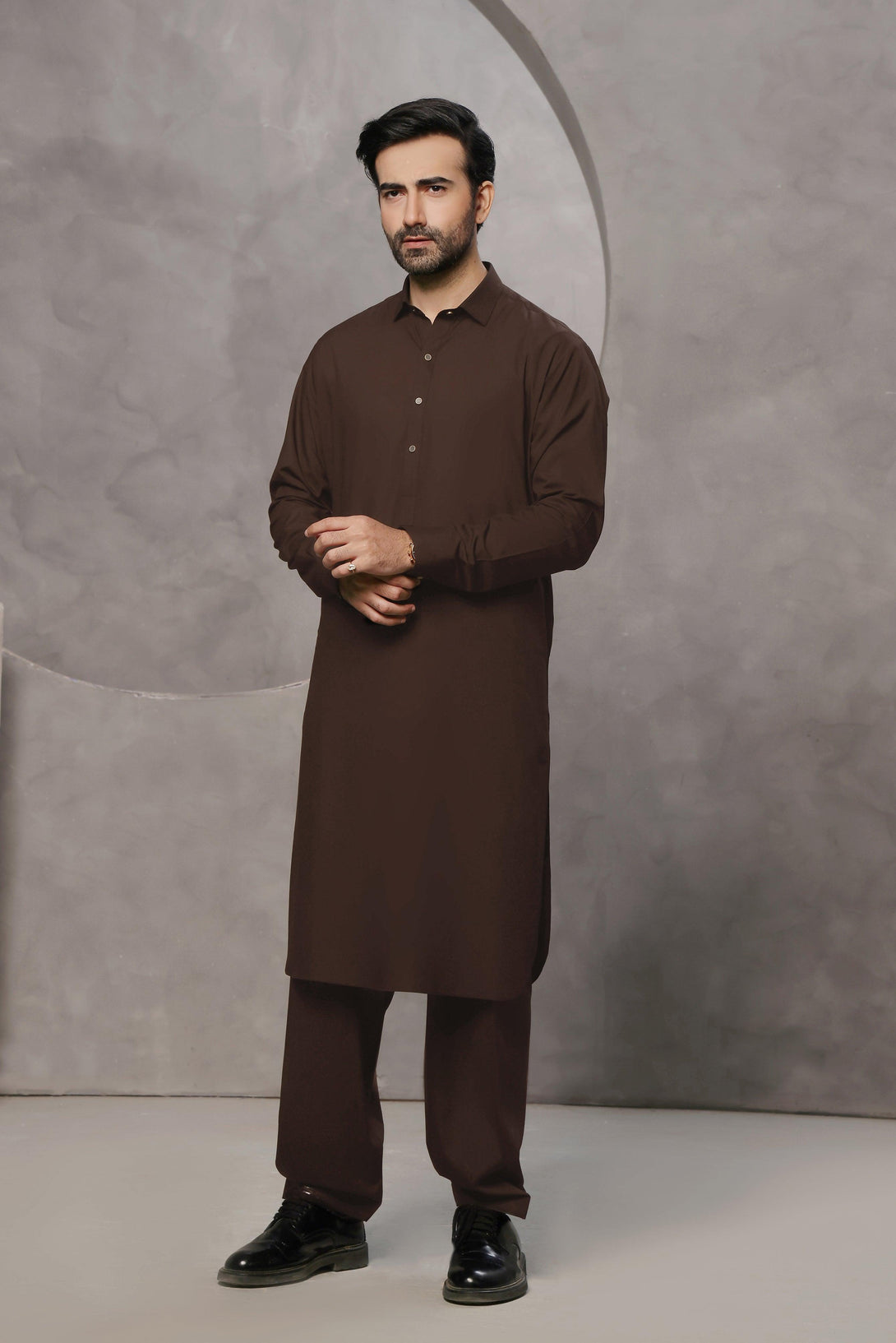 Premium Dark Brown Shalwar Kameez for Men  |  Ainsunnah