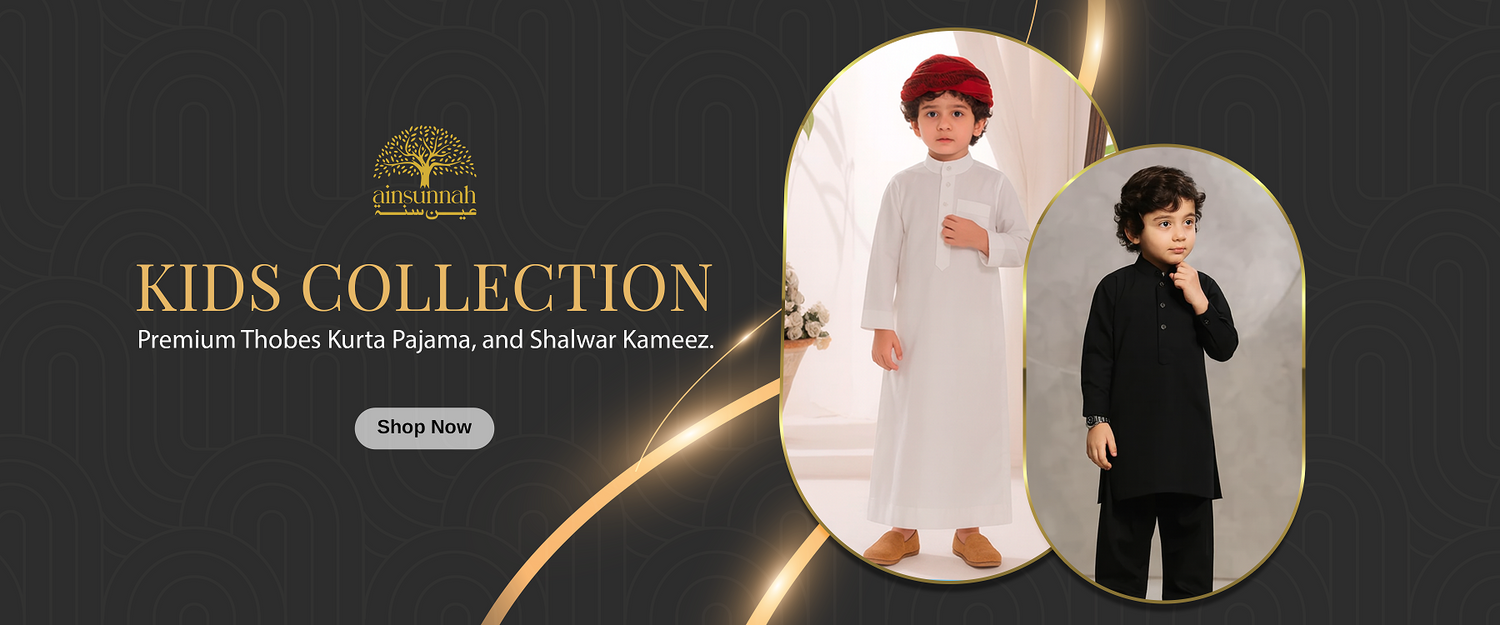 Advertisement for kids' clothing collection with two children modeling outfits on a dark background.